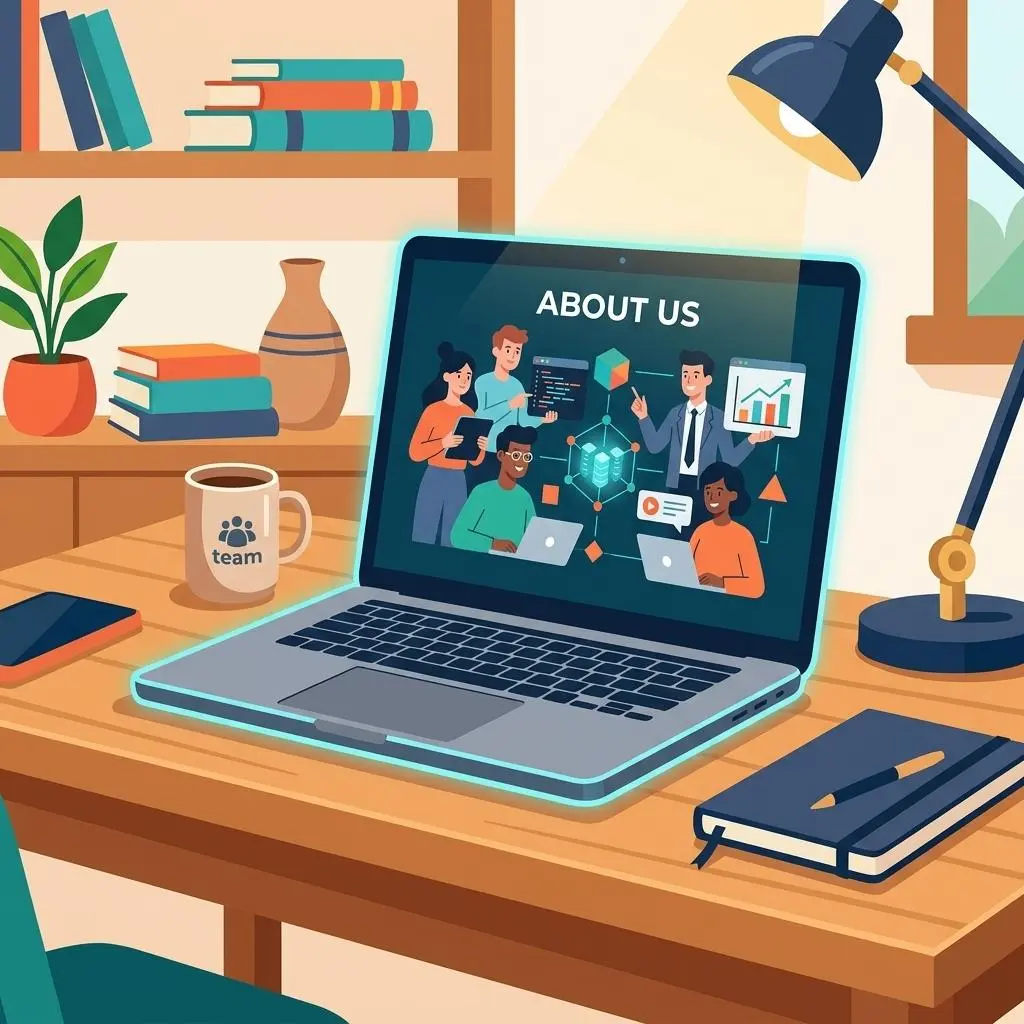 Cozy office workspace with team collaboration illustration