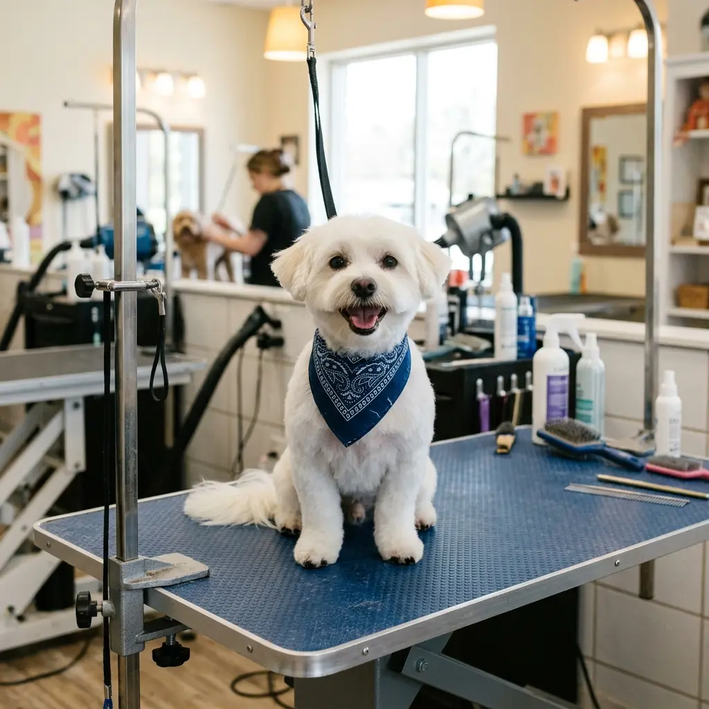 Groomed Pet with Bandana