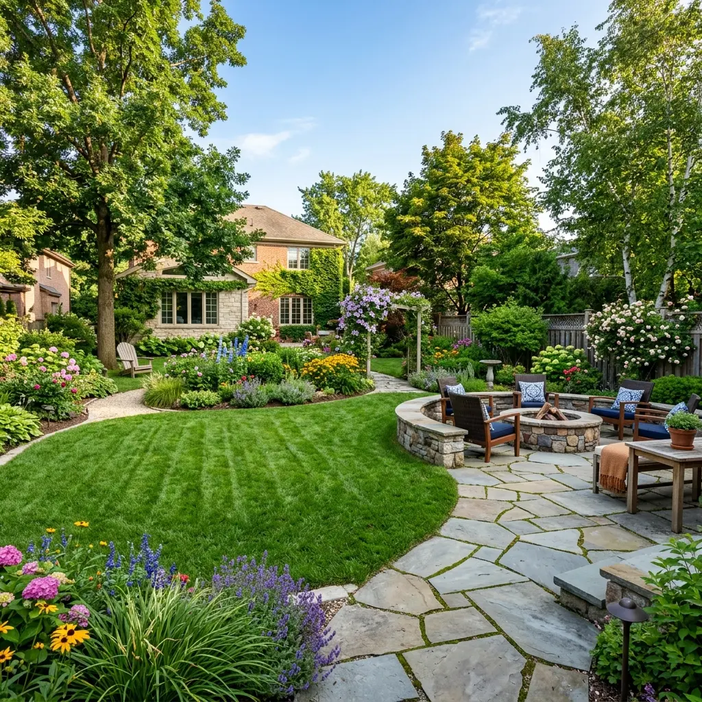 Residential Backyard Landscaping with Patio